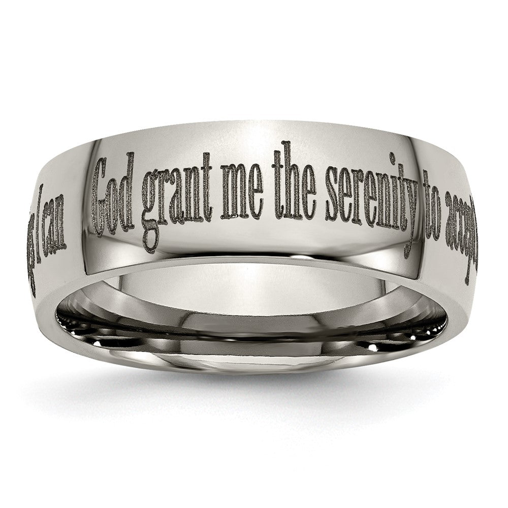 Buy Stylish 8mm Polished Titanium Band with Laser-Engraved Serenity Prayer
