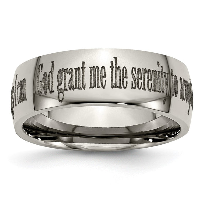 Buy Stylish 8mm Polished Titanium Band with Laser-Engraved Serenity Prayer-1