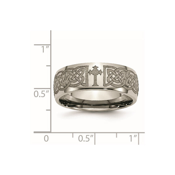 Buy Stylish 8mm Polished Titanium Celtic Cross Band - Luxury Laser-Engraved Design-7