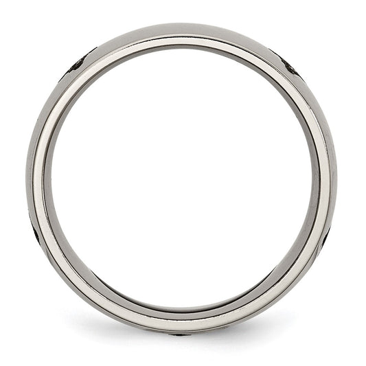 Buy Stylish 8mm Polished Titanium Band with Chiseled Masonic Engraving