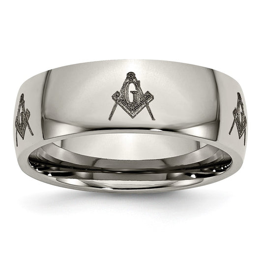 Buy Stylish 8mm Polished Titanium Masonic Chisel Band - Luxury Engraving