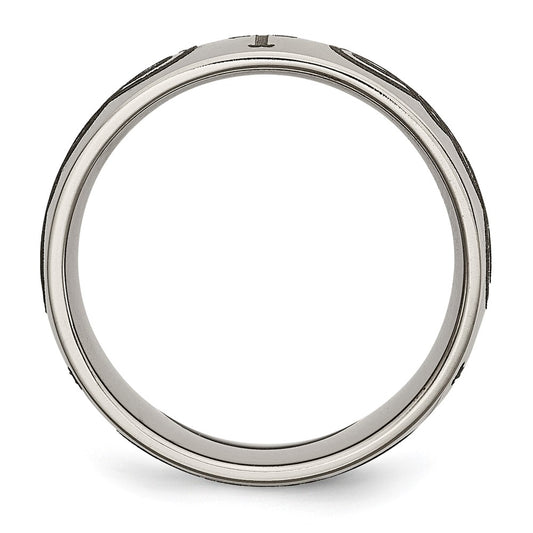 High-Quality Polished Titanium 8mm Band with Chiseled Cross Design | Stylish Value