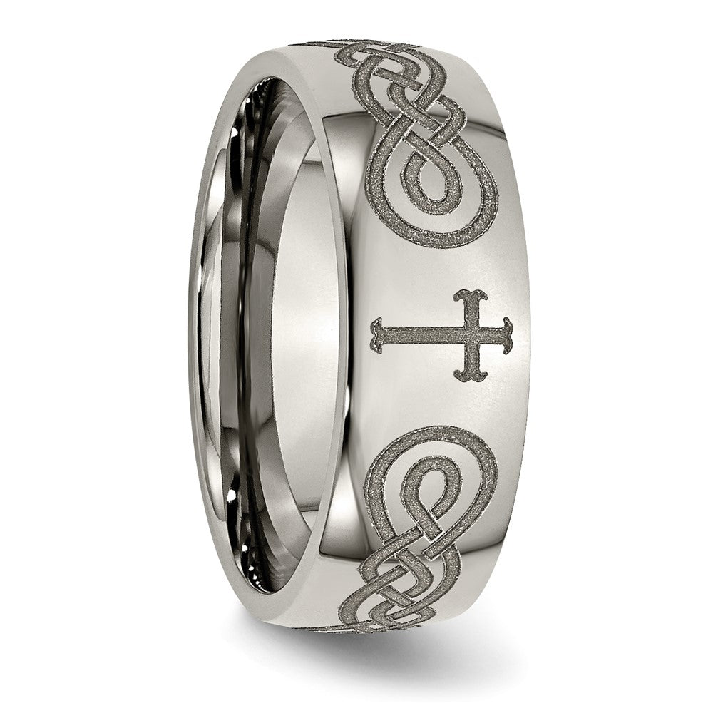 High-Quality 8mm Polished Titanium Band | Stylish Chiseled Cross Design