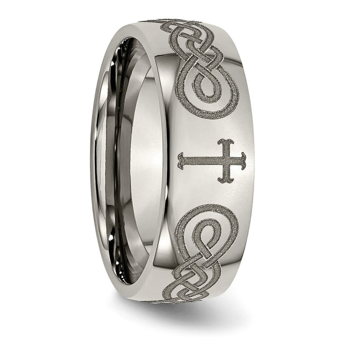 High-Quality 8mm Polished Titanium Band | Stylish Chiseled Cross Design-5