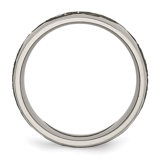 Buy Stylish 8mm Polished Titanium Band with Laser-Engraved Flame Design