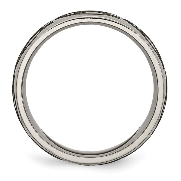 8mm Polished Titanium Band with Chiseled Flame
