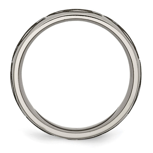 High-Quality 8mm Polished Titanium Band with Chiseled Flame Design - Stylish Value