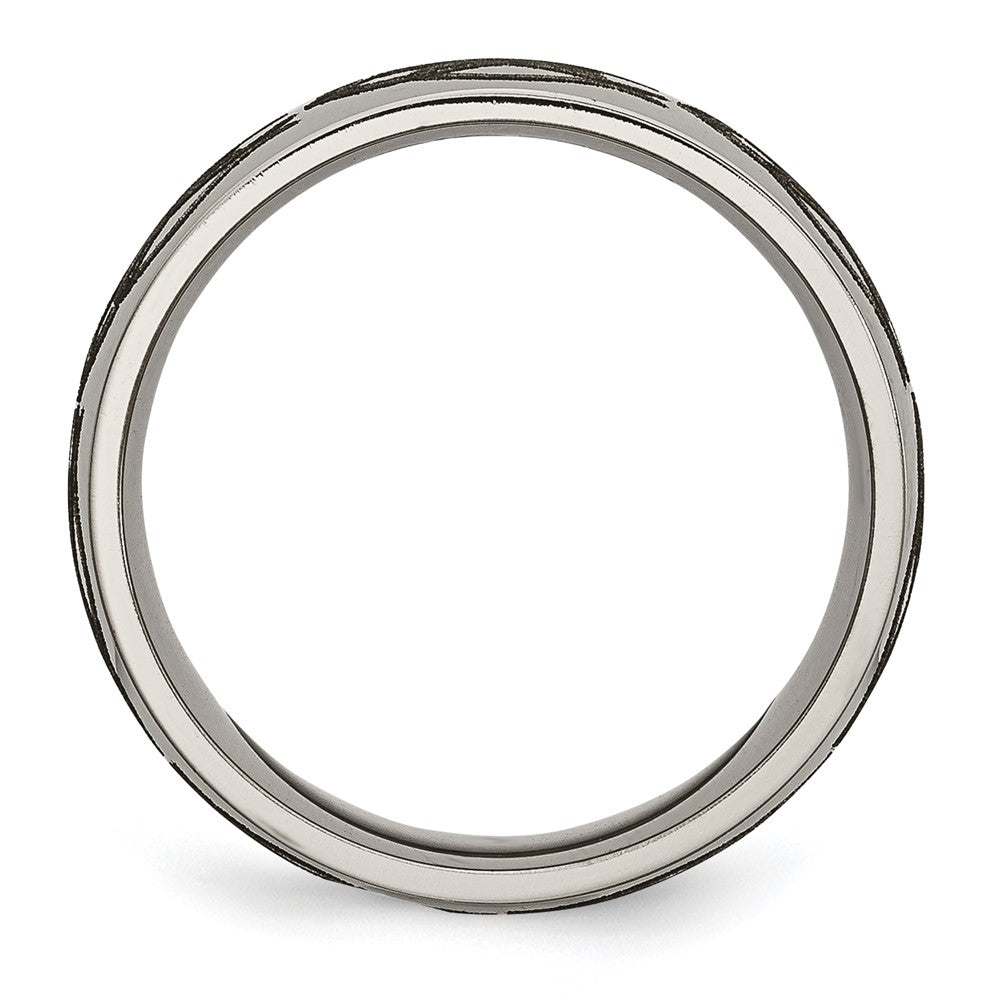 Order Stylish 8mm Polished Titanium Band with Chiseled Flame Design - Luxury!