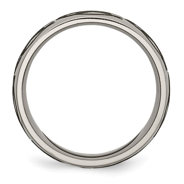 Order Stylish 8mm Polished Titanium Band with Chiseled Flame Design - Luxury!-2
