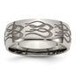 Exclusive 8mm Polished Titanium Band with Chiseled Flame Design - Stylish Value-2
