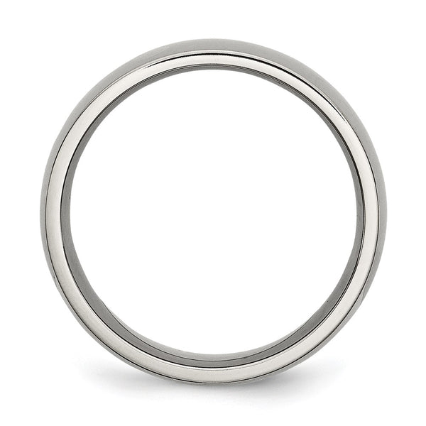 8mm Polished Titanium Half-Round Band Ring