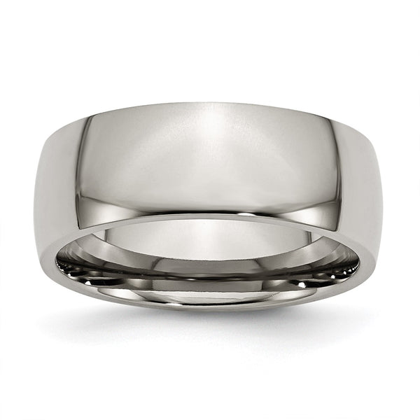 8mm Polished Titanium Half-Round Band Ring