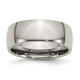 Buy High-Quality 8mm Polished Titanium Half-Round Band | Stylish Value Ring