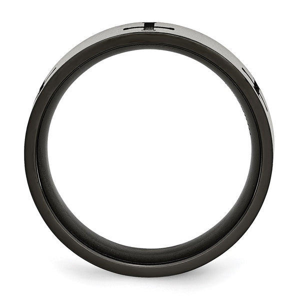 7mm Brushed Black IP-Plated Titanium Cross Band