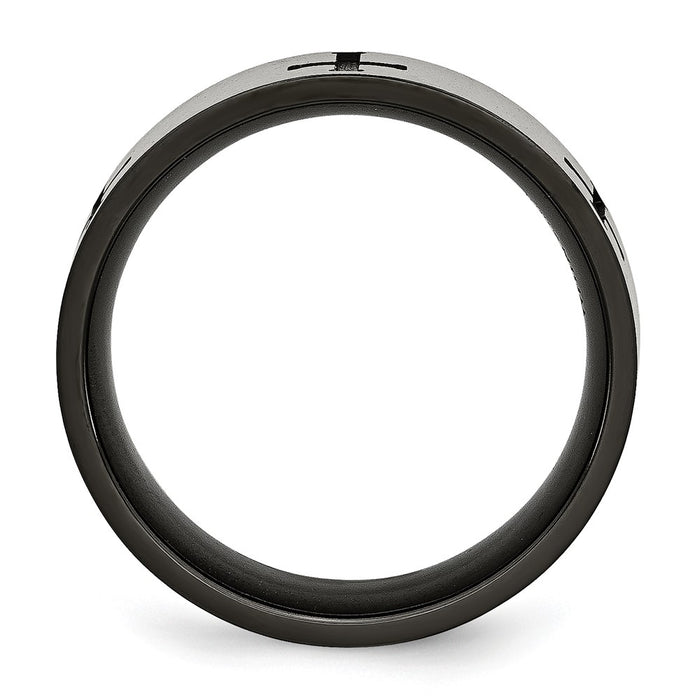 Buy Stylish 7mm Brushed Black IP-Plated Titanium Cross Band - Luxury Value!-2