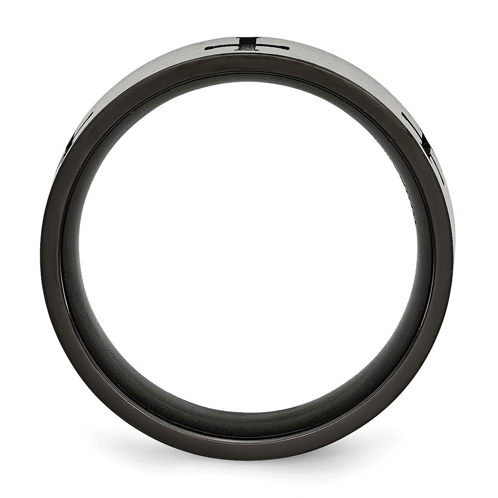 High-Quality 7mm Titanium Brushed Black IP-Plated Cross Band - Stylish Value!