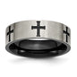 Buy Exclusive 7mm Titanium Brushed Black IP-Plated Cross Band - Stylish Value!-1