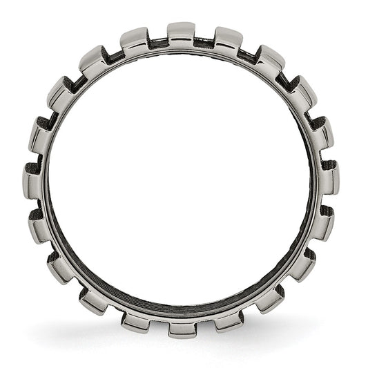Shop Stylish 6mm Chiseled Titanium Band with Black IP-Plated Accents