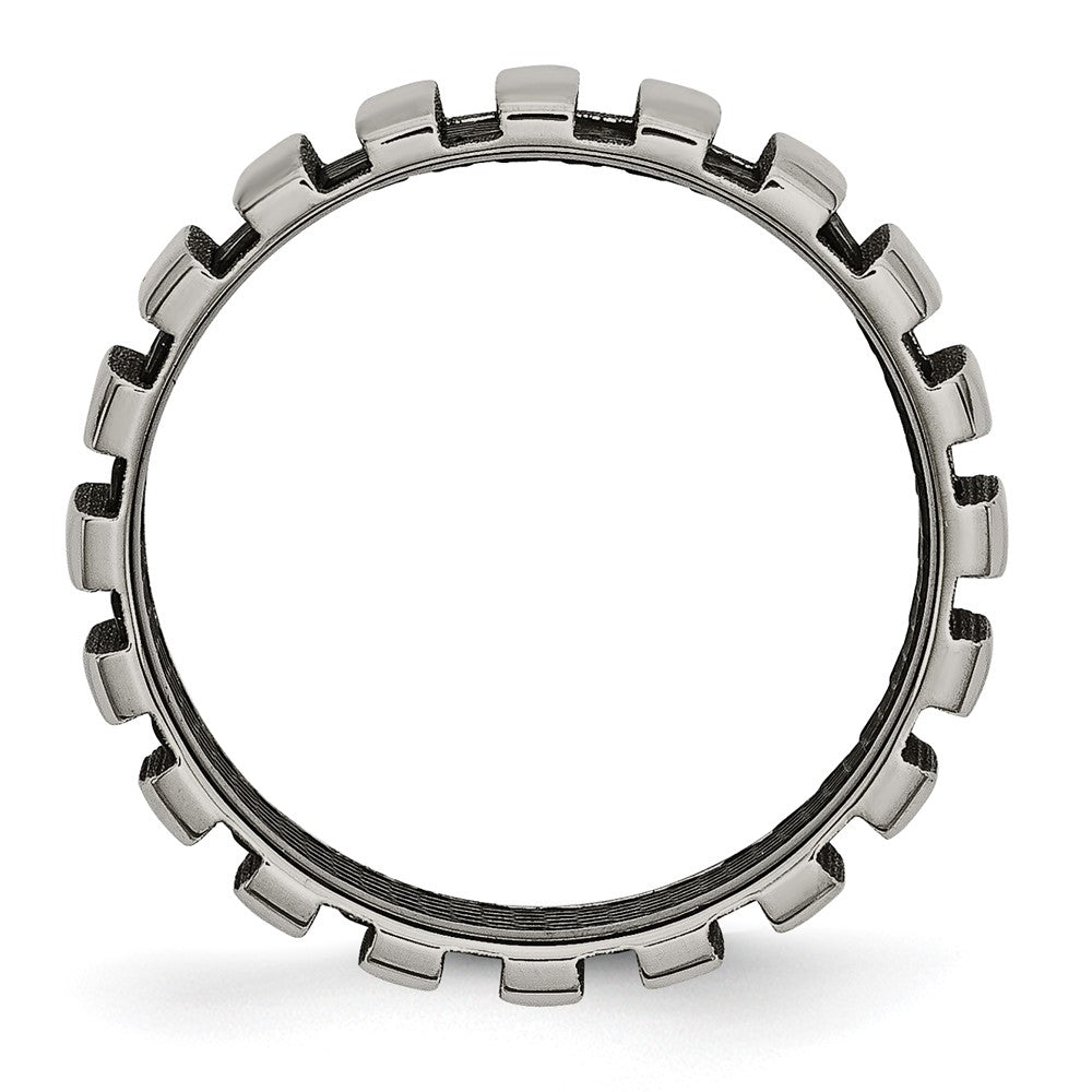 Buy Stylish Chiseled Titanium Polished 6mm Band with Black IP-Plating
