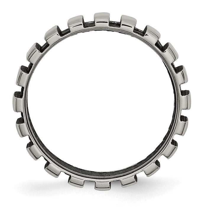 Buy Stylish Chiseled Titanium Polished 6mm Band with Black IP-Plating-2