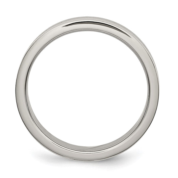 Chisel 4mm Grooved Titanium Band - Brushed Polished