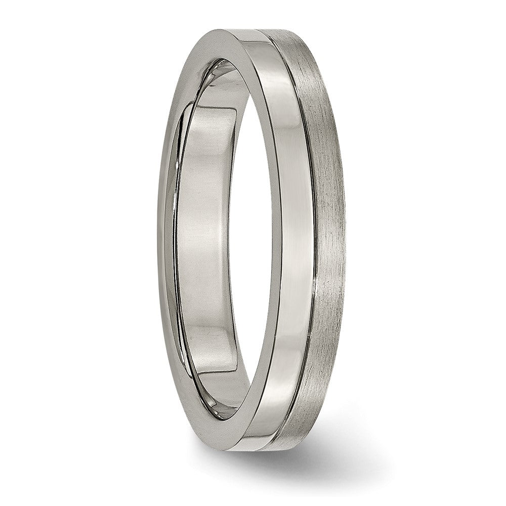 Buy Exclusive 4mm Chiseled Titanium Grooved Band - Stylish Brushed Finish