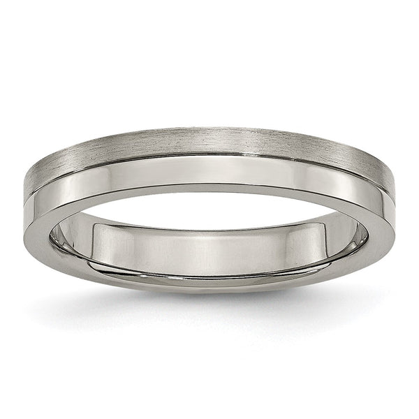 Chisel 4mm Grooved Titanium Band - Brushed Polished