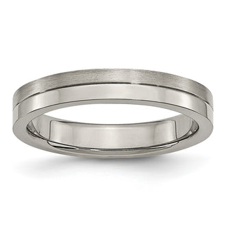 Shop Stylish Chiseled Titanium 4mm Grooved Band - Luxury Brushed & Polished Finish