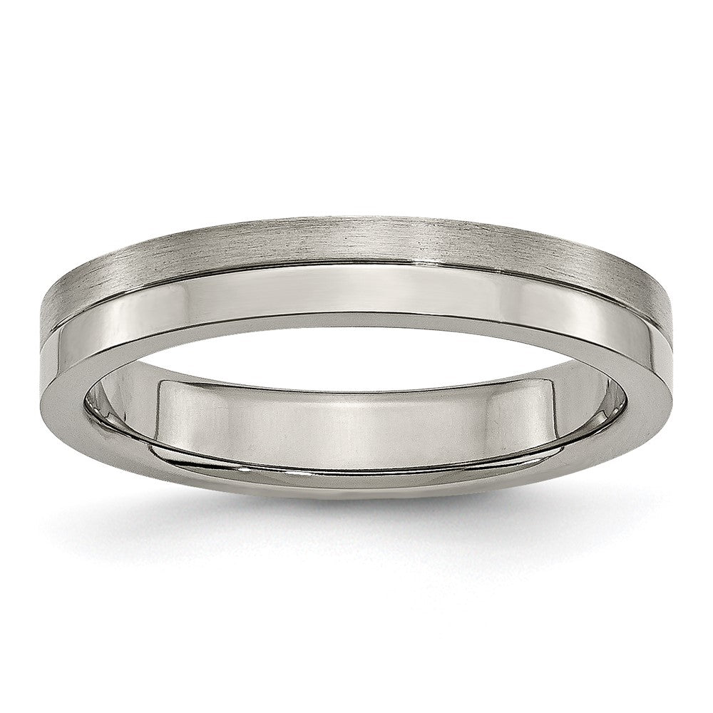 Buy Exclusive 4mm Chiseled Titanium Grooved Band - Stylish Brushed Finish