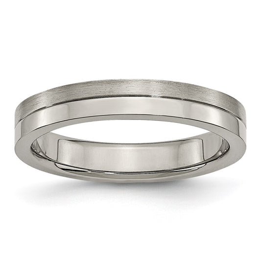 Buy Exclusive 4mm Chiseled Titanium Grooved Band - Stylish Brushed Finish