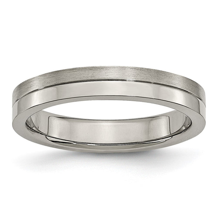 Buy Exclusive 4mm Chiseled Titanium Grooved Band - Stylish Brushed Finish-1