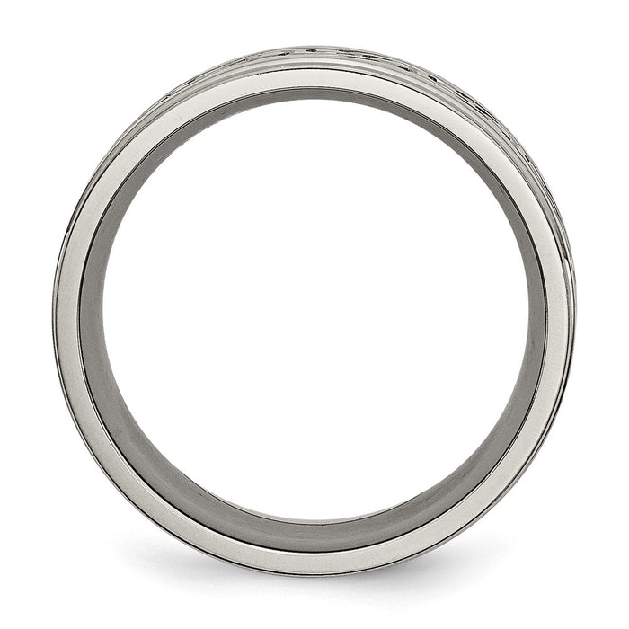 Buy Exclusive 9mm Brushed Titanium Scroll Design Chisel Band - Stylish Value!-2