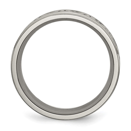 Buy Stylish Brushed Titanium Chisel Band 9mm - Exclusive Scroll Design
