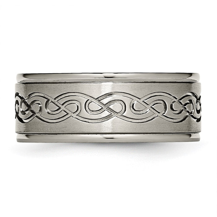 Buy Exclusive Brushed Titanium 9mm Scroll Design Chisel Band - Stylish & Durable-3
