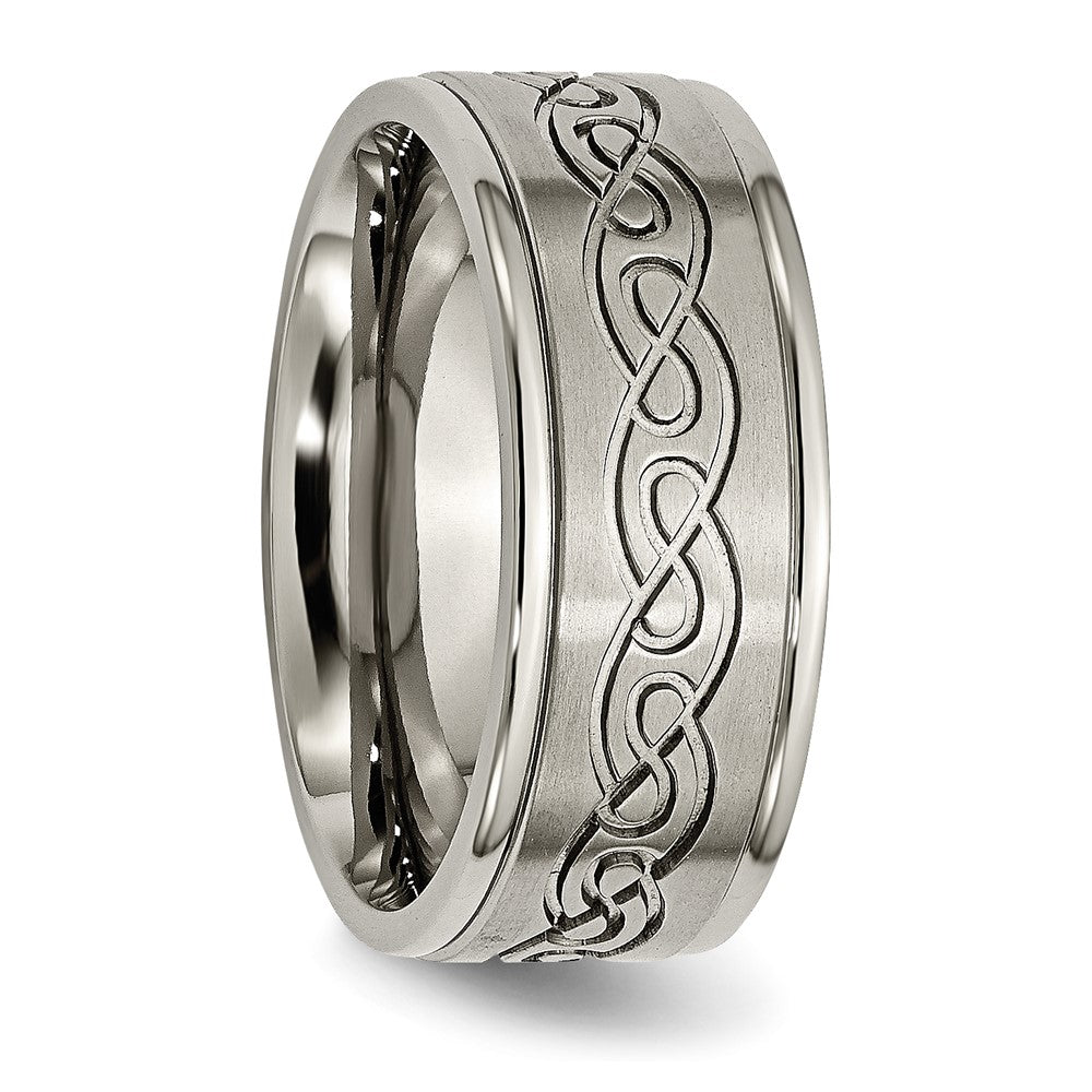 Buy High-Quality 9mm Brushed Titanium Scroll Design Chisel Band - Stylish Value