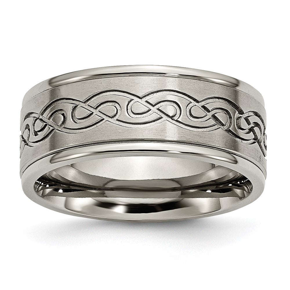 Buy Exclusive Brushed Titanium 9mm Scroll Design Chisel Band - Stylish & Durable