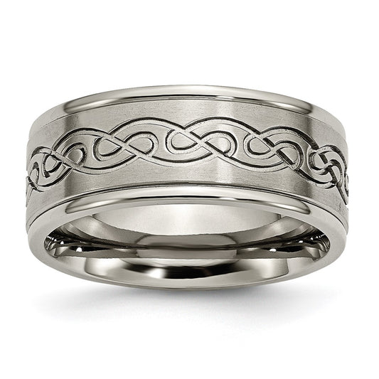 Buy Exclusive Brushed Titanium 9mm Scroll Design Chisel Band - Stylish & Durable