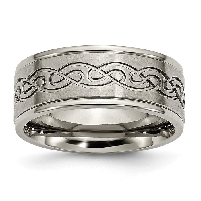 Buy Exclusive Brushed Titanium 9mm Scroll Design Chisel Band - Stylish & Durable-1