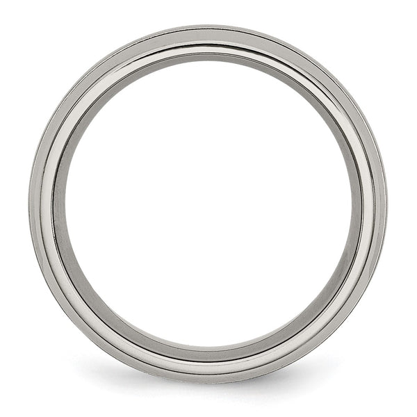 Chiseled Titanium 8mm Grooved Band - Brushed Polished - Style GR1-1024355