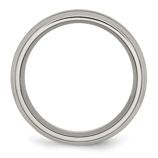 Buy Stylish 8mm Chiseled Titanium Grooved Band - Affordable Brushed Finish