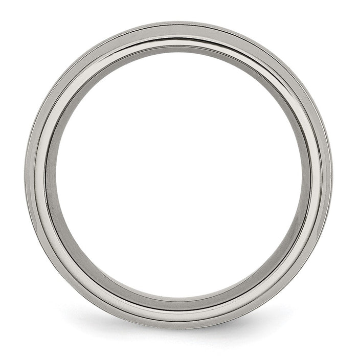 Buy Stylish 8mm Chiseled Titanium Grooved Band - Affordable Brushed Finish-2