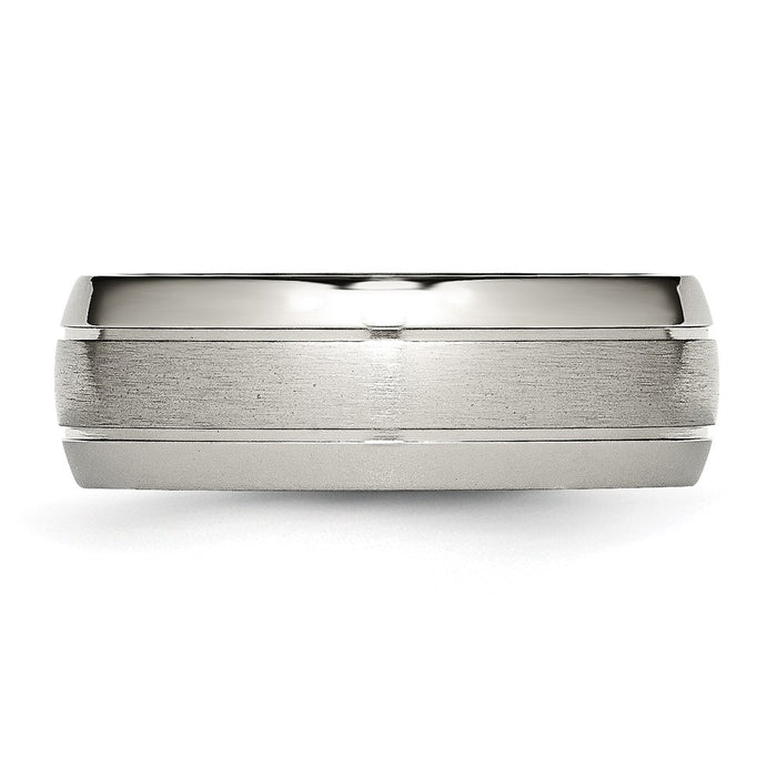 Buy Stylish 8mm Chiseled Titanium Band - Brushed & Polished Finish, Affordable!-3