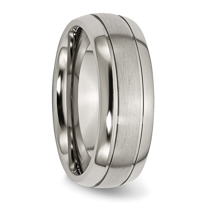 Buy Stylish 8mm Grooved Band in Brushed & Polished Titanium - Luxury Value!-4