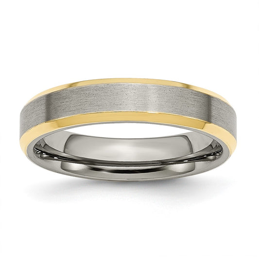 Buy Stylish 5mm Beveled Edge Band in Chisel Titanium - High-Quality Finish