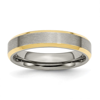 Exclusive 5mm Beveled Edge Titanium Chisel Band - Brushed Yellow IP-Plated Style