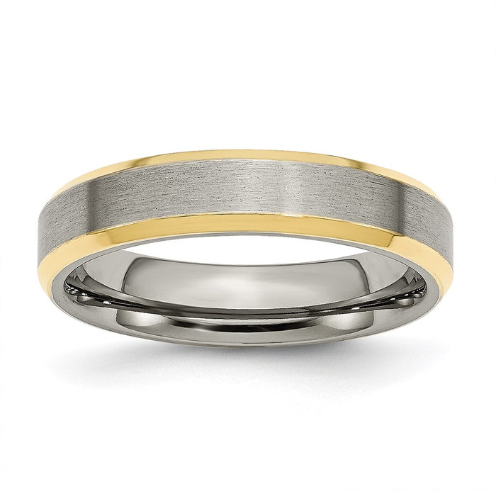 Buy Stylish 5mm Beveled Edge Band in Chisel Titanium - Brushed Yellow IP-Plated-1