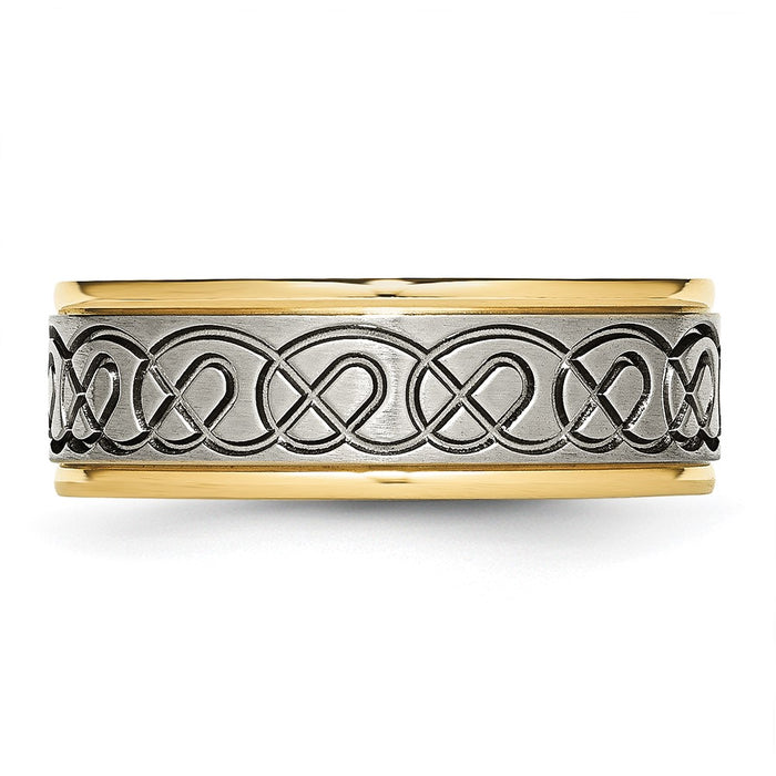 Shop Stylish 8mm Chisel Titanium Band with Brushed Yellow IP-Plating Design-3
