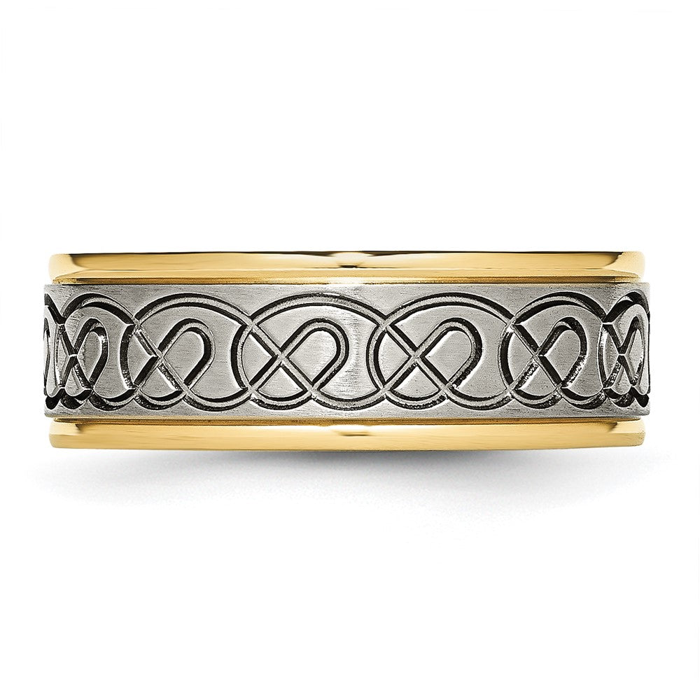 Exclusive 8mm Chisel Titanium Band - Stylish Grooved Edge, Affordable Price