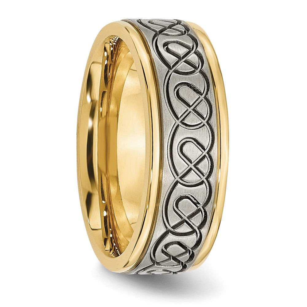 Exclusive 8mm Chisel Titanium Band - Stylish Grooved Edge, Affordable Price