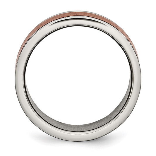 Exclusive 8mm Titanium Chisel Band - Grooved Edge, Brushed Center, Stylish Brown IP Plating
